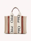 Woody Small Canvas Tote Bag White Brown Beige - CHLOE - BALAAN 3