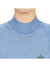 Women's ORB Logo Mock Neck Short Sleeve Knit Top Indigo Blue - VIVIENNE WESTWOOD - BALAAN.