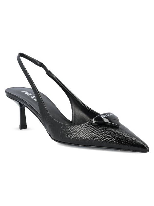 Logo 55mm leather sandal heel black - PRADA - BALAAN 3