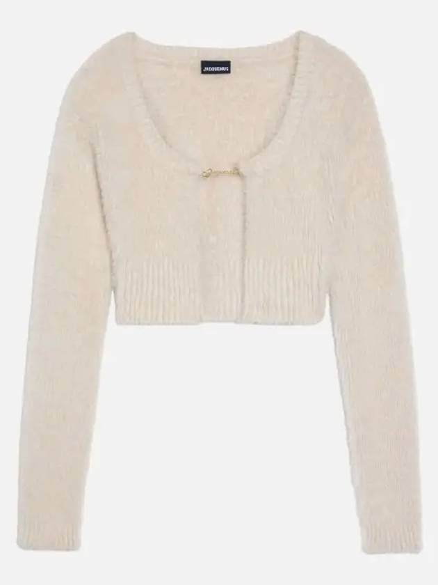 La Maille Neve Manches Longues Fluffy Charm Logo Cardigan Offwhite - JACQUEMUS - BALAAN 4