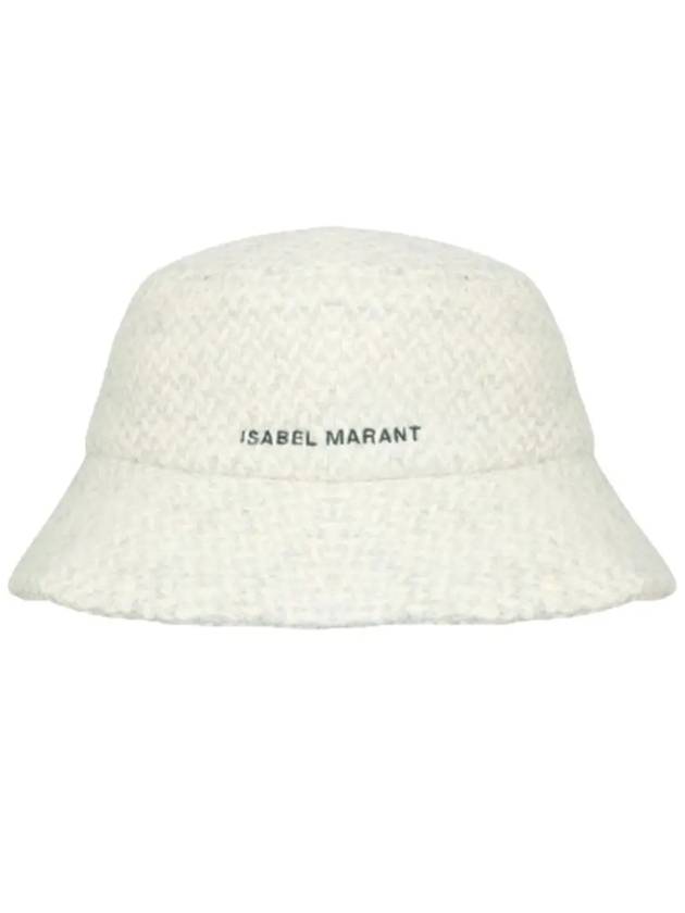 Denji Logo Wool Bucket Hat Chalk - ISABEL MARANT - BALAAN 3