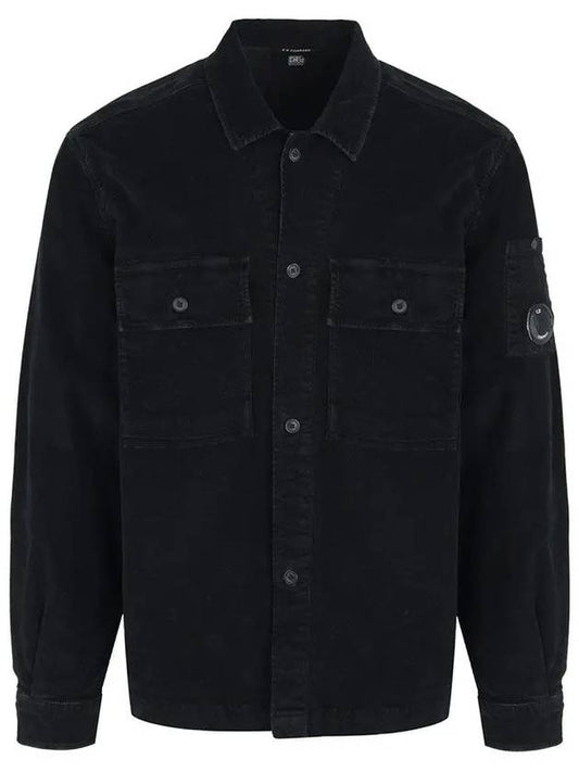 Corduroy Button Utility Shirt Jacket Black - CP COMPANY - BALAAN 2