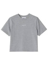 Paris Embroidered Logo Boxy Short Sleeve T-Shirt Grey Melange - MAISON KITSUNE - BALAAN 2