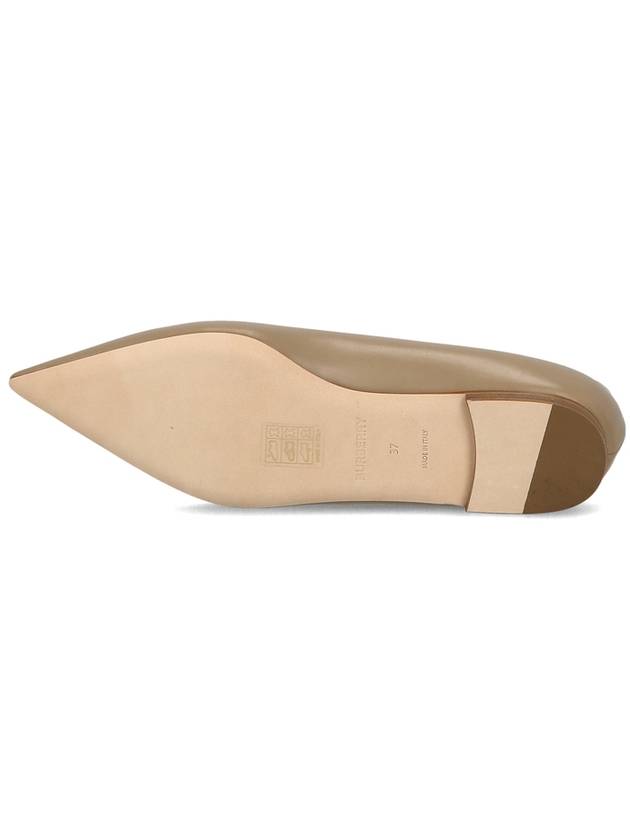 Logo Leather Ballet Flats Beige - BURBERRY - BALAAN.