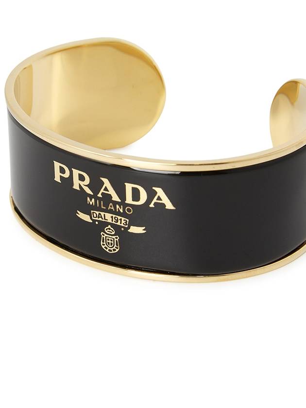 Enamel Metal Cuff Bracelet Gold Black - PRADA - BALAAN 4