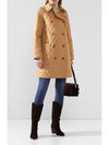 Diamond Quilted Double-Breasted Coat Beige - BURBERRY - BALAAN 5