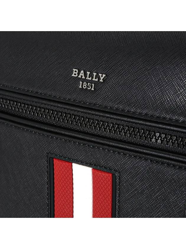 Metal Logo Three Stripes Messenger Bag Black - BALLY - BALAAN.