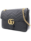 Women s Gucci 498090 Black Matelasse Chevron Gold Chain GG Marmont Large Shoulder Bag gt Gangbuk used luxury goods - GUCCI - BALAAN 4