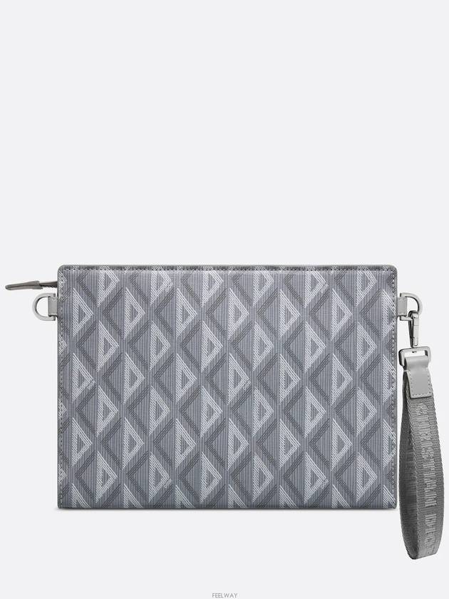 A5 Triangle CD Diamond Canvas Clutch Bag Grey - DIOR - BALAAN 3