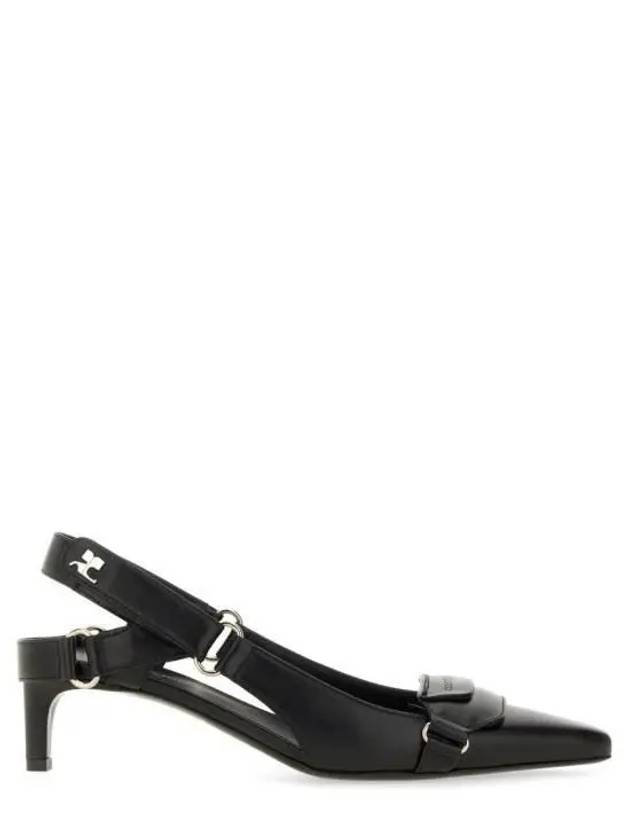 Racer Leather Slingback Heel Black - COURREGES - BALAAN 2