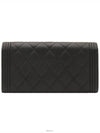 Black Caviar Gold Boy Long Flap Wallet Built in Chip A80286 - CHANEL - BALAAN 3