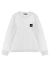 Kids Stone Logo Patch Long Sleeve T-Shirt White - STONE ISLAND - BALAAN 1