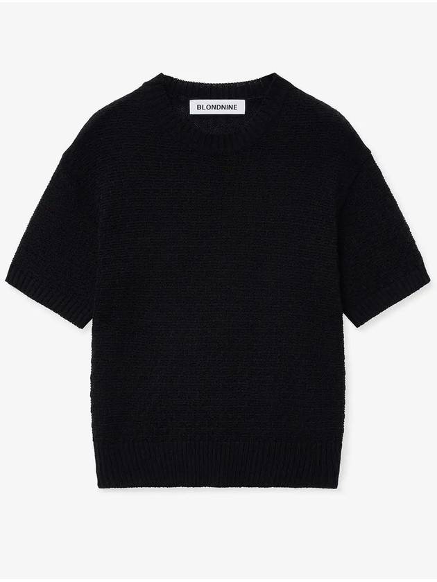 Soft crop round short sleeve knit_black - BLONDNINE - BALAAN 3