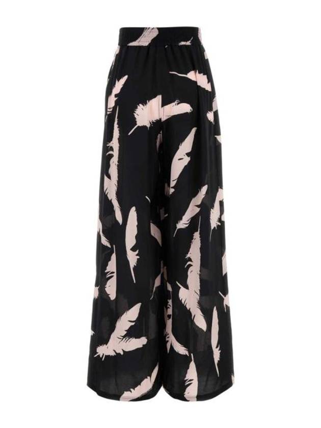 Feather Pattern Silk Straight Pants Black - ALEXANDER MCQUEEN - BALAAN 3