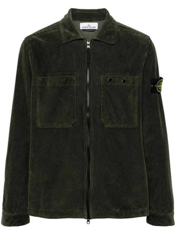 Wappen Patch Corduroy Cotton Jacket Green - STONE ISLAND - BALAAN 1