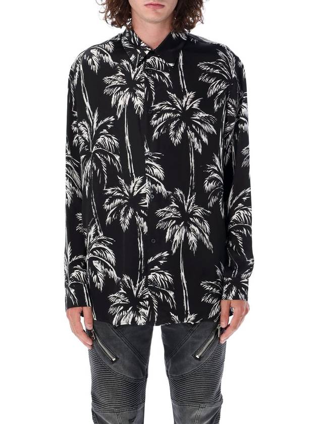 Palm print long sleeve shirt black - BALMAIN - BALAAN 2