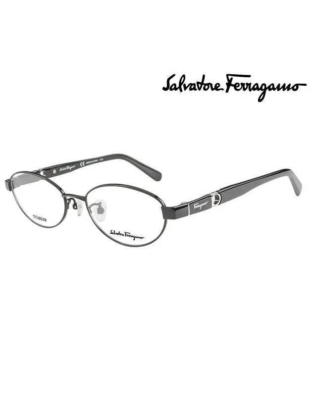 Eyewear Oval Titanium Eyeglasses Black - SALVATORE FERRAGAMO - BALAAN 3