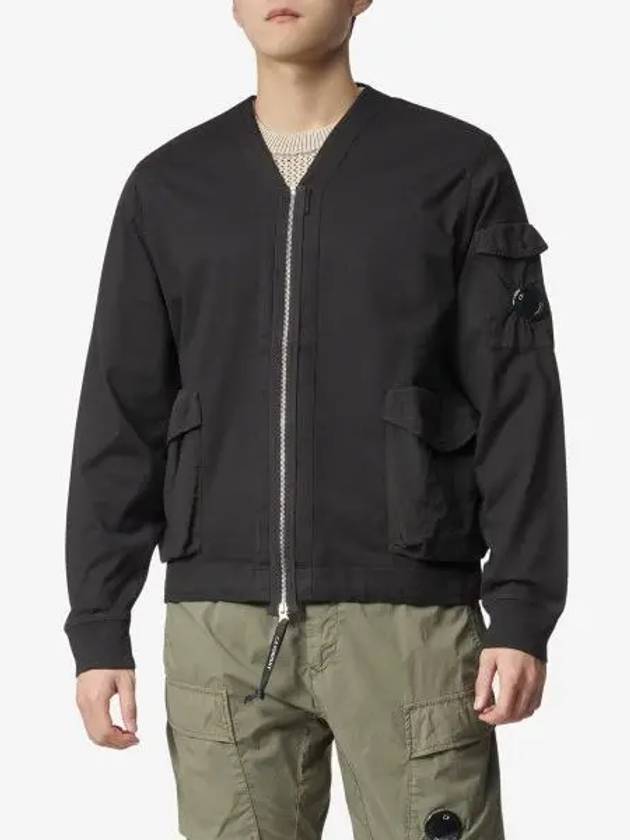 Men's Logo Patch Zip-Up Jacket Black - CP COMPANY - BALAAN 2