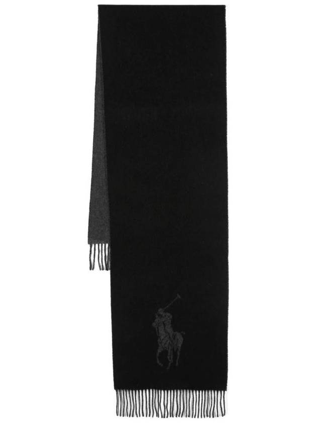 Pony Motif Wool Scarf Black - POLO RALPH LAUREN - BALAAN 1