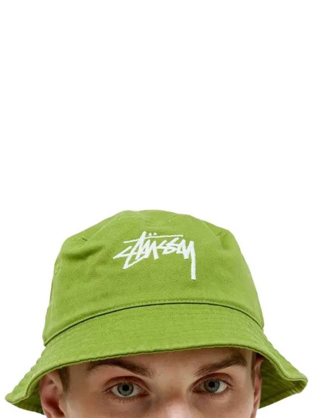 Big Stock Logo Cotton Bucket Hat Green 1321182 GRAS - STUSSY - BALAAN 1