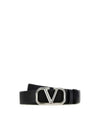 V Logo Signature Leather Belt Black - VALENTINO - BALAAN 2