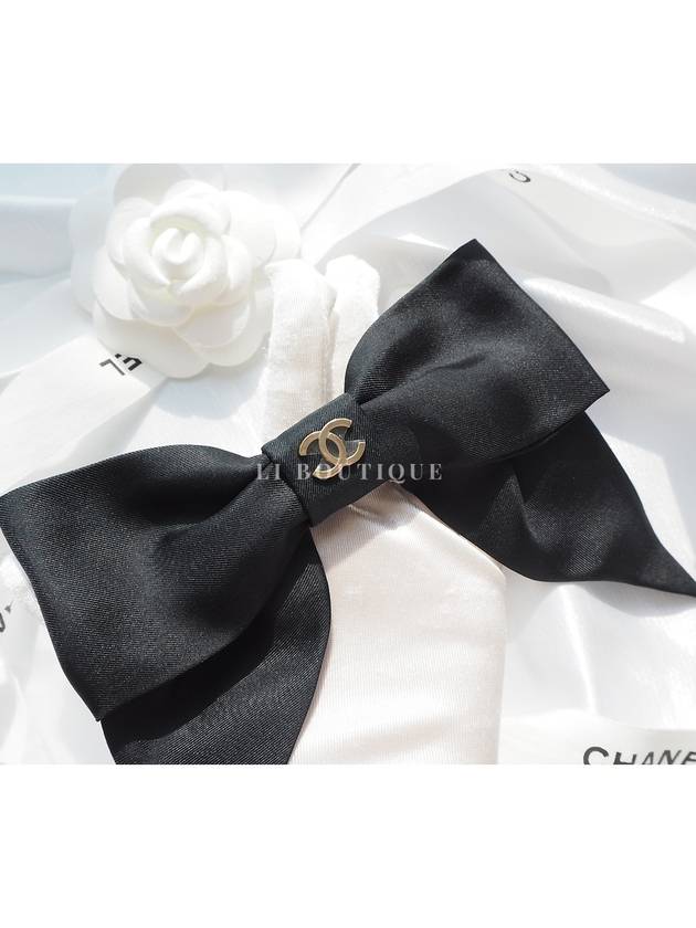 CC Logo Ribbon Silk Hairpin Black AA9854 - CHANEL - BALAAN 3