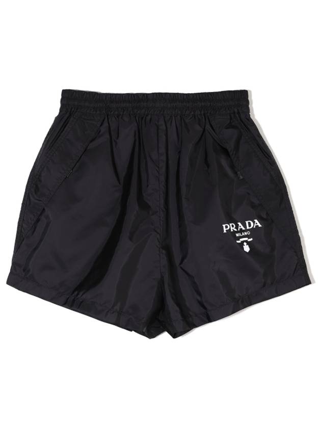 Logo Print Shorts Black - PRADA - BALAAN 2