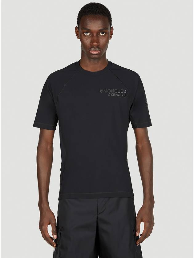 Grenoble Activewear Crew Neck Short Sleeve T-Shirt Black - MONCLER - BALAAN 9