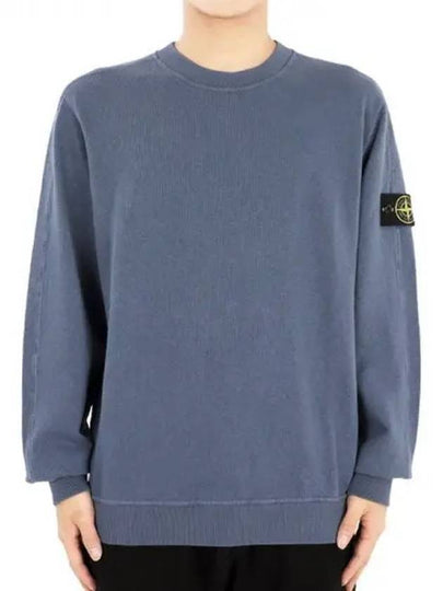 Logo Patch Crew Neck Sweatshirt Navy - STONE ISLAND - BALAAN 2