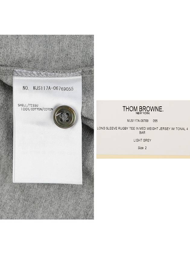 4 Bar Armband Tonal Long Sleeve T-Shirt Grey - THOM BROWNE - BALAAN 7