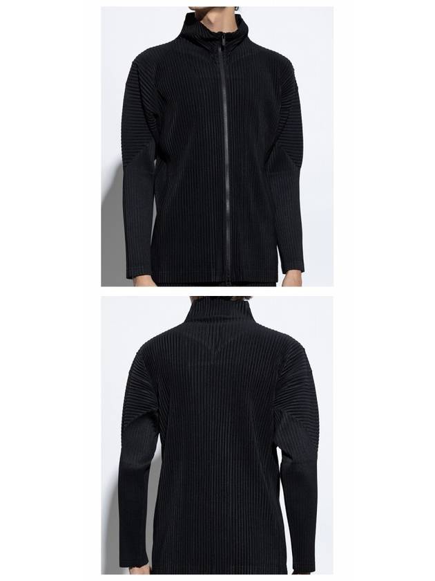 Pleats Zip-Up Cardigan Black - ISSEY MIYAKE - BALAAN 5