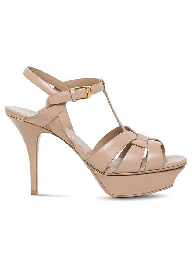 Women's Tribute Platform Sandals Heel Dark Beige - SAINT LAURENT - BALAAN 1