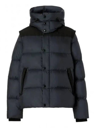 Detachable Sleeve Hooded Short Padding Navy - BURBERRY - BALAAN 2