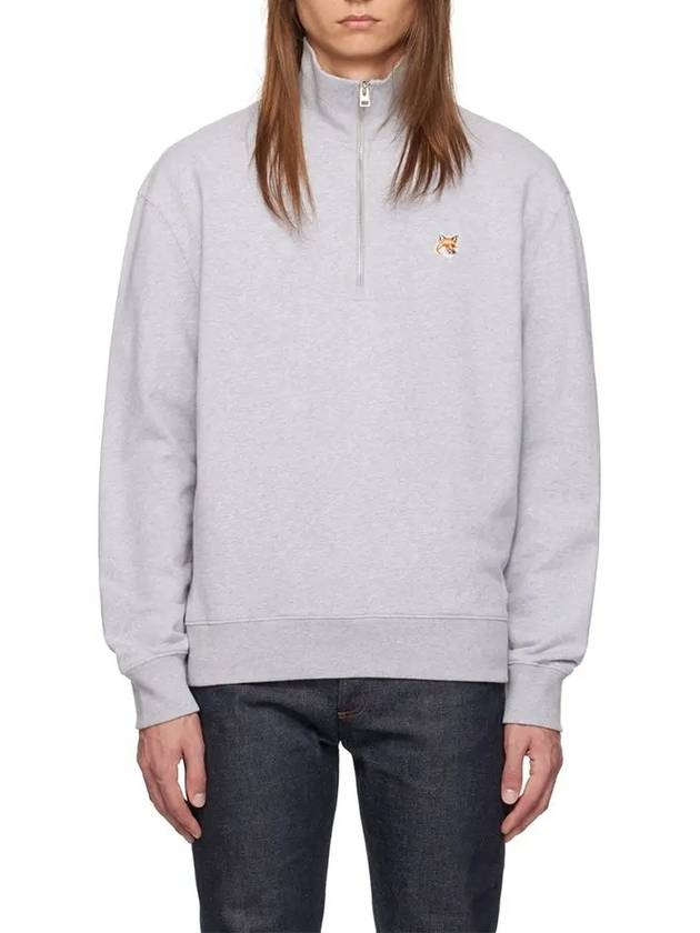 Fox Head Patch Half Zipper Sweatshirt Light Grey Melange - MAISON KITSUNE - BALAAN 2