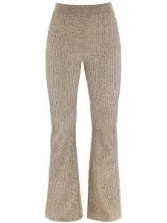 Melange Rib Knit Straight Pants Gold - GANNI - BALAAN 2