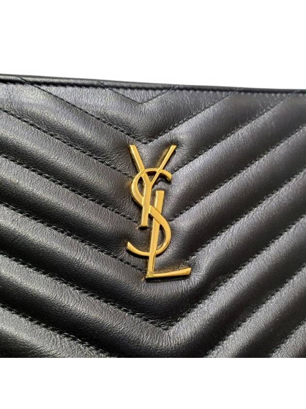 440222 Black Matelasse Monogram Large Clutch Strap - SAINT LAURENT - BALAAN 5