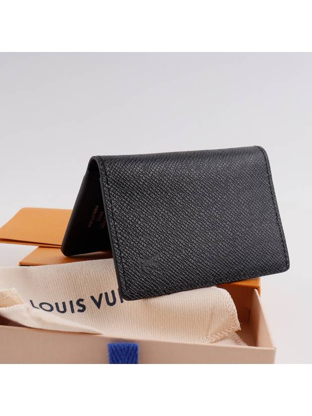 Pocket Organizer Taiga Leather Card Wallet Black - LOUIS VUITTON - BALAAN 5