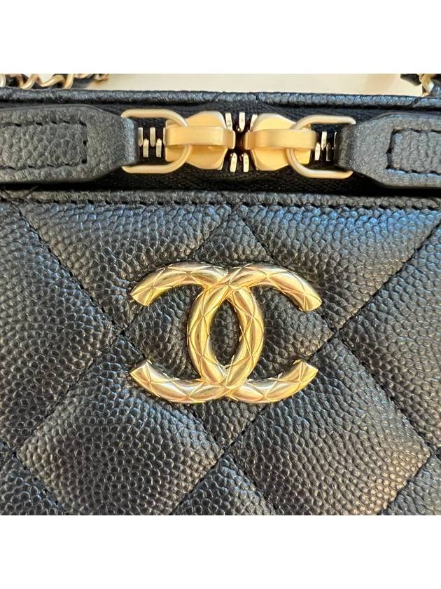 Cross New Season Vanity Bag Caviar Length Adjustable Gold Black - CHANEL - BALAAN 3