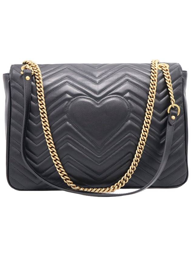 Women s Gucci 498090 Black Matelasse Chevron Gold Chain GG Marmont Large Shoulder Bag gt Gangbuk used luxury goods - GUCCI - BALAAN 5