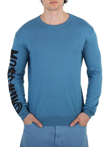 Moschino Men's Light Blue Logo-Print Jumper, Brand Size 46 (US Size 36) - MOSCHINO - BALAAN 1