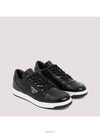 Downtown Triangle Logo Leather Low Top Sneakers Black - PRADA - BALAAN 4