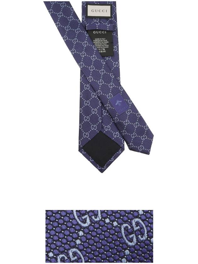 Men's GG Dot Pattern Silk Necktie Navy - GUCCI - BALAAN 4