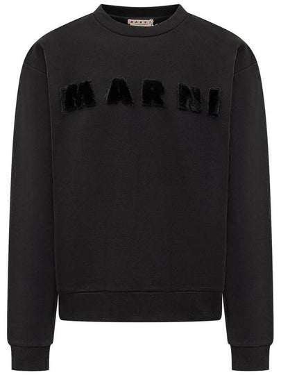 Fur Effect Logo Cotton Sweatshirt Black - MARNI - BALAAN 2