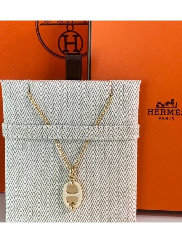 Necklace Mini Maillon Chandal Pendant Small Cr me Gold H100053FED3 - HERMES - BALAAN 1