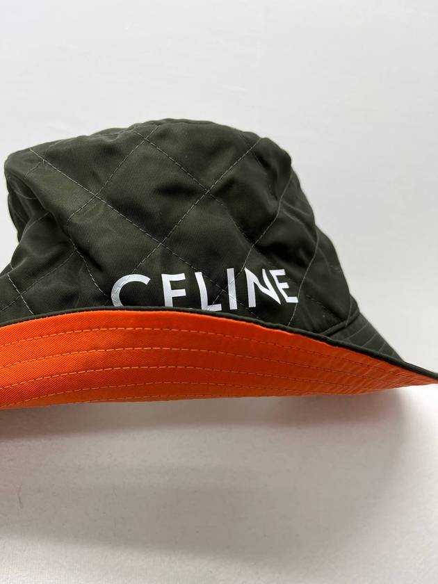 Logo Quilted Nylon Twill Bucket Hat Forest - CELINE - BALAAN.