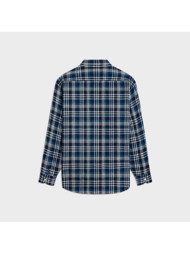 Loose Lumberjack Check Cotton Long Sleeve Shirt Navy - CELINE - BALAAN 3