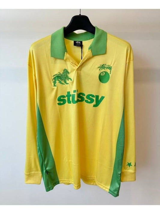 AU Australia Football Polo Long Sleeve T Shirt ST0M0476 Yellow Lime MENS L - STUSSY - BALAAN 1