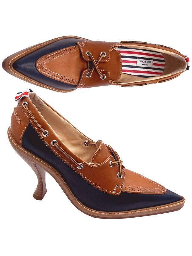 Vachetta leather curve heel boat shoes FFH253A L0044 275 - THOM BROWNE - BALAAN 1