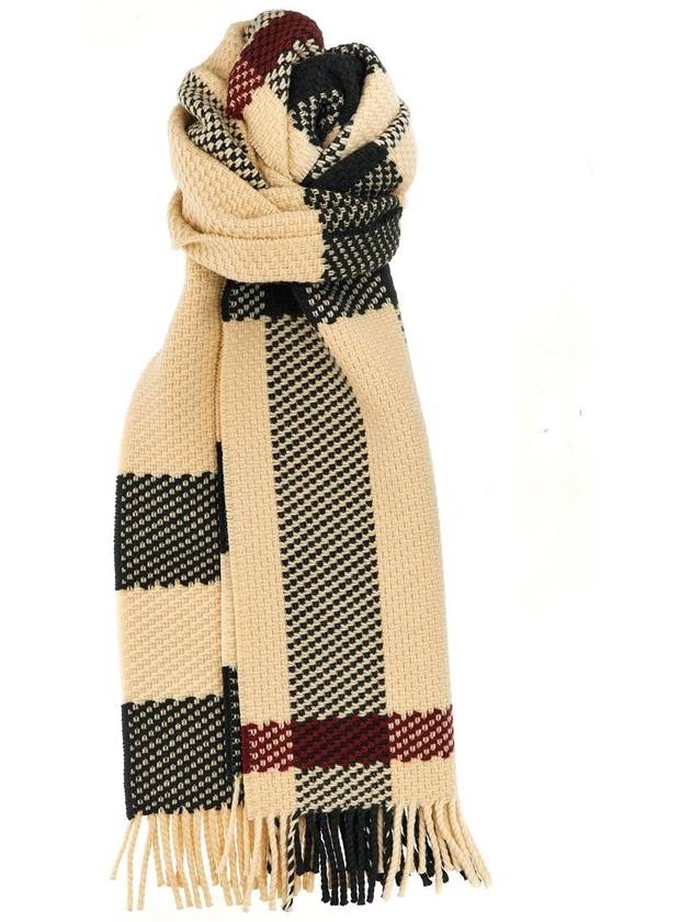 Check Pattern Wool Scarf Beige - BURBERRY - BALAAN 2