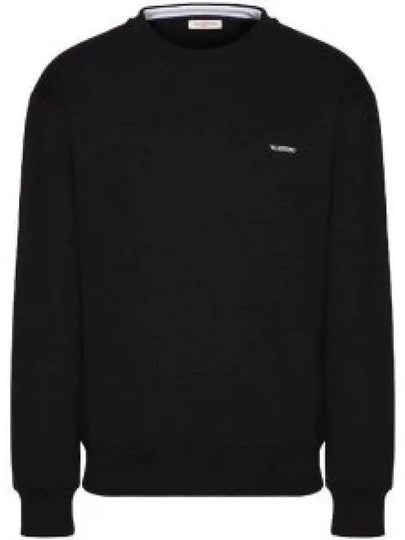 Print Cotton Crewneck Sweatshirt Black - VALENTINO - BALAAN 2